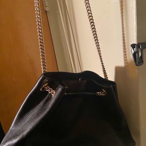 Gucci Hobo Soho Shoulder Chain Tote Bag Black Leather Satchel - Picture 8 of 9